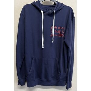 NOIZE Sweatshirt Hoodie Women's Size L Navy Blue Graphic Unisex